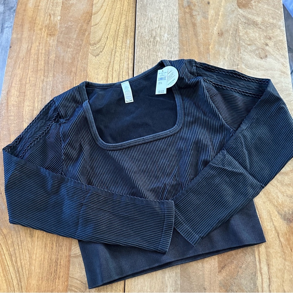 NWT OFFLINE By Aerie Seamless Cable Square Neck T-Shirt-‎ SIZE XL